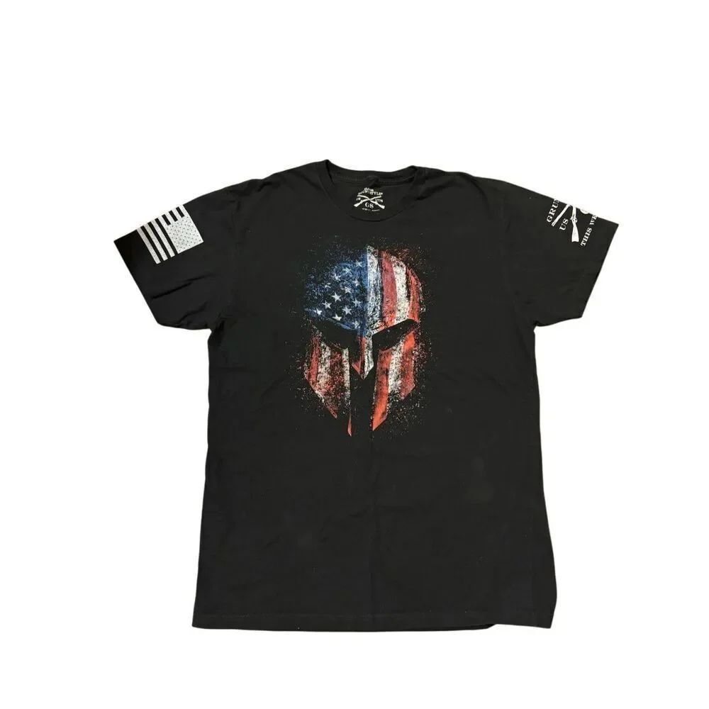 Grunt Style flag patriotic spartan mask tshirt XL black
